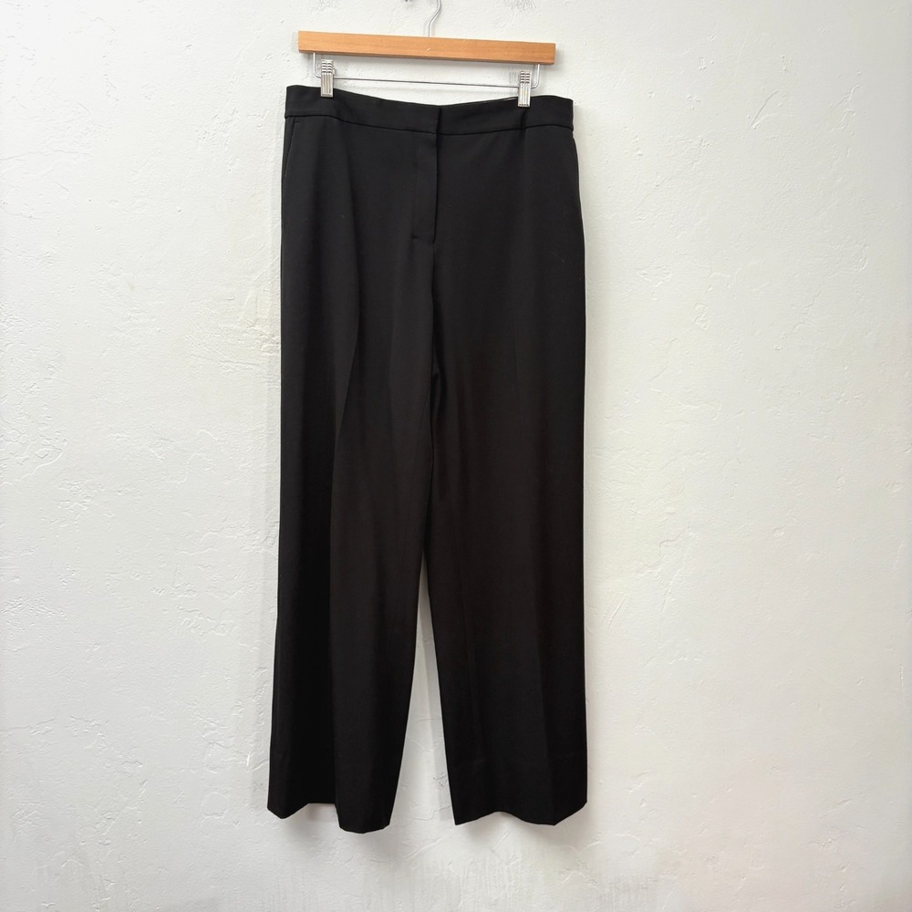 MM Lafleur Wide Leg Trouser Pants Women Size 10 Black High Rise